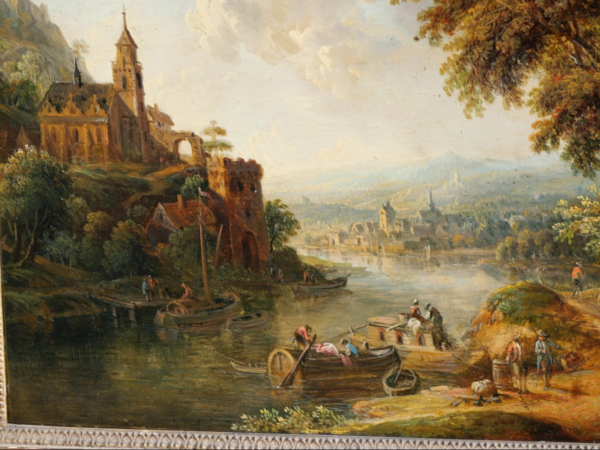 Paire de paysages par Christian Georg Shutz fin du 18e-photo-3