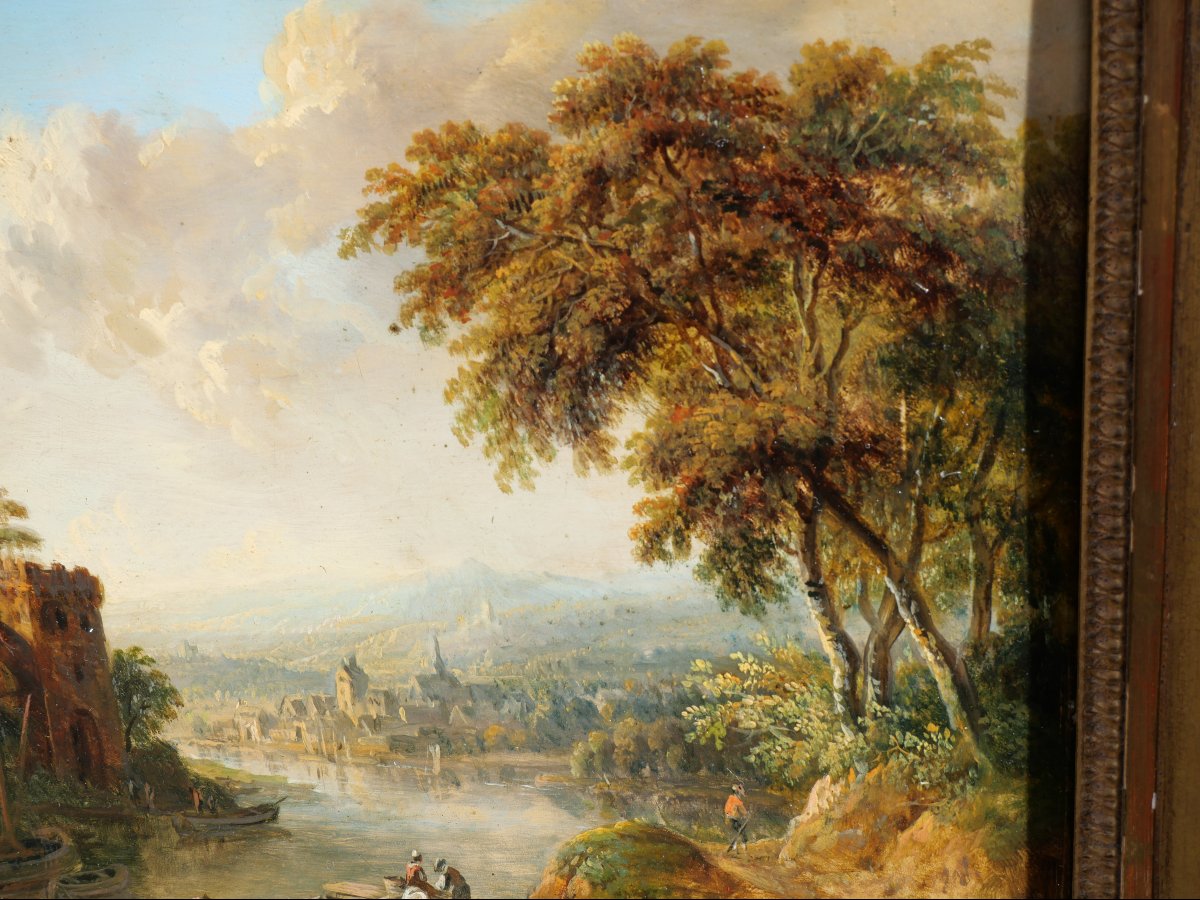 Paire de paysages par Christian Georg Shutz fin du 18e-photo-4