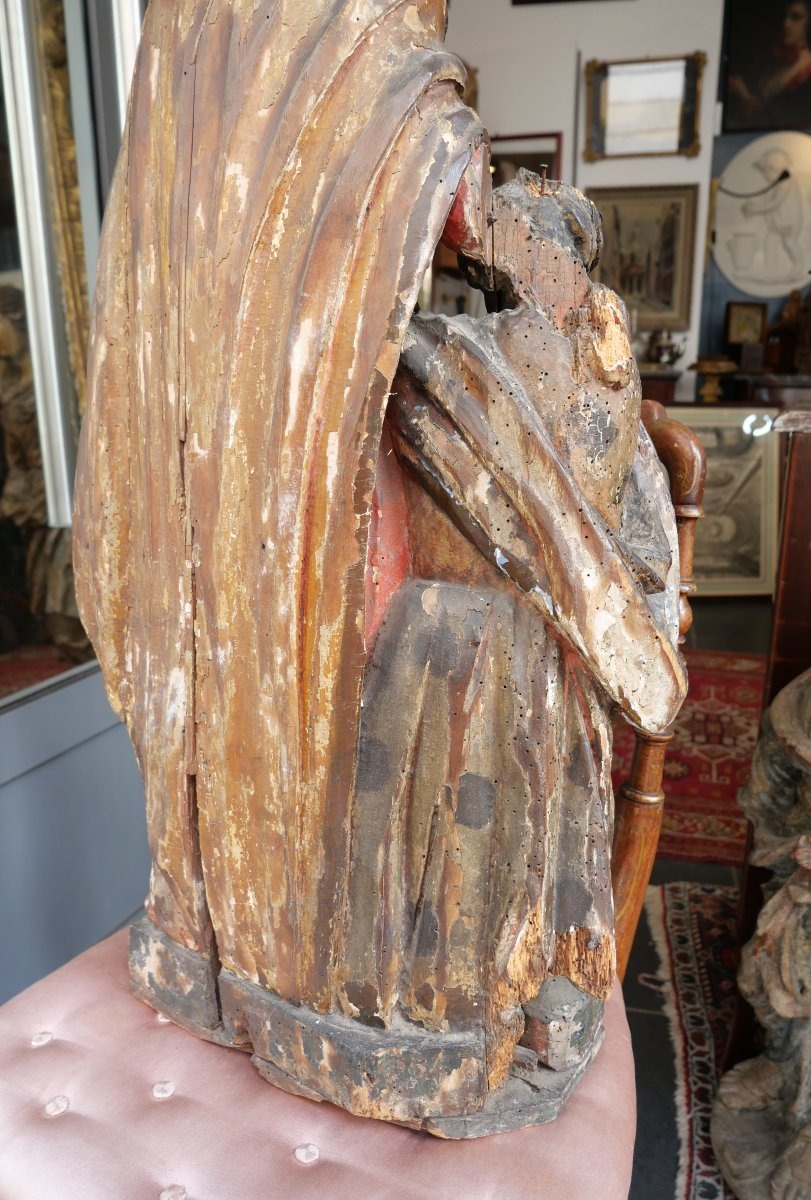 Polychrome Wooden Statue Of Saint Anne, 17th Century -photo-2
