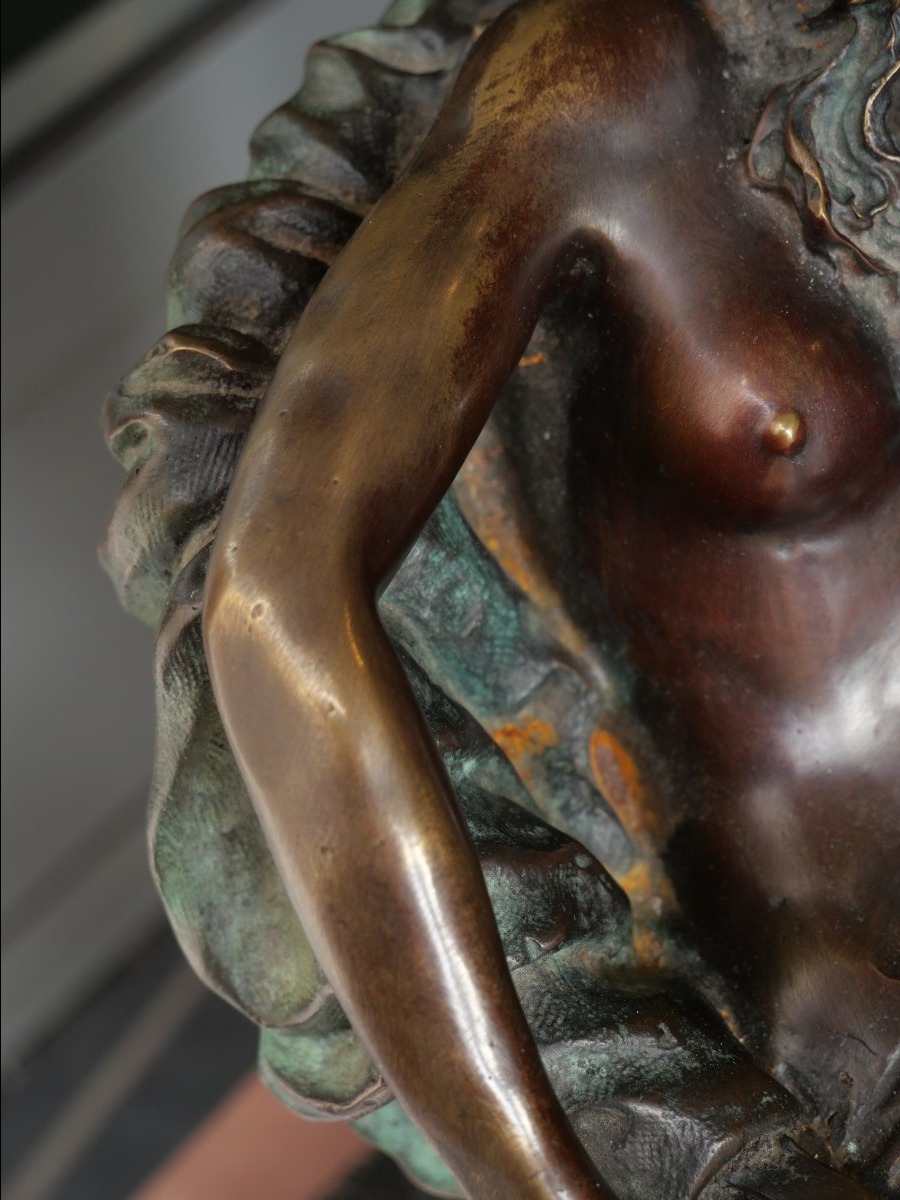 Pensive Woman, Patinated Bronze, 20th Century-photo-4