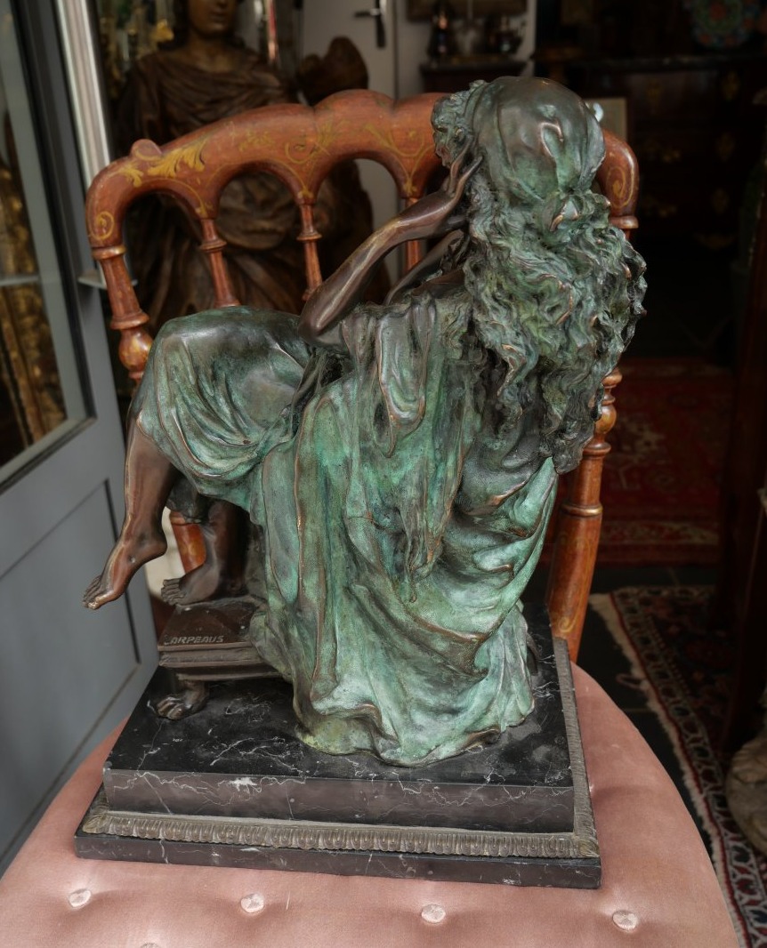 Pensive Woman, Patinated Bronze, 20th Century-photo-1