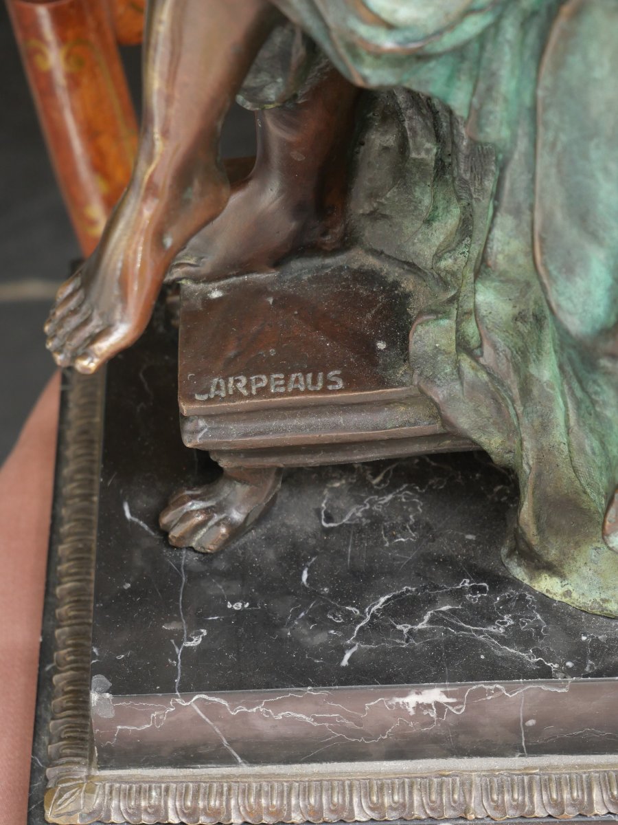 Pensive Woman, Patinated Bronze, 20th Century-photo-2