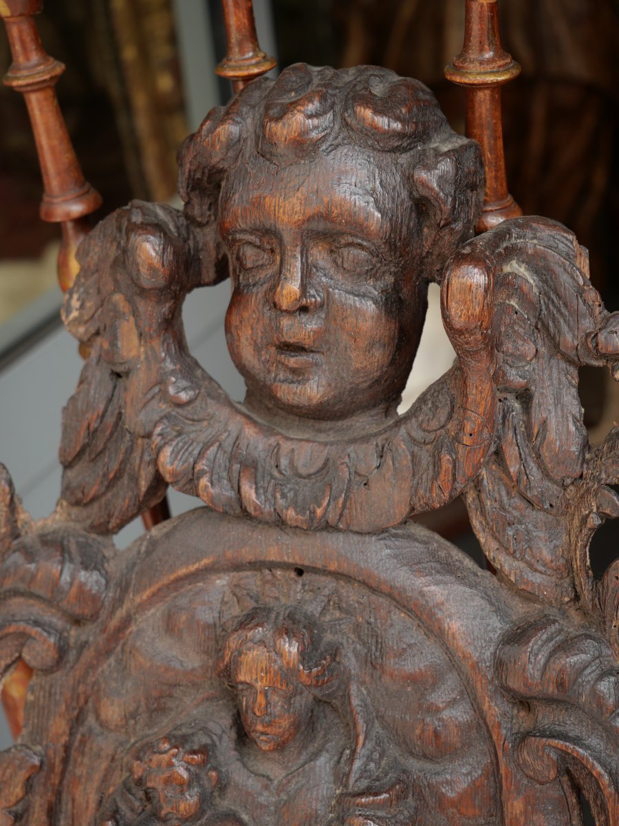 Médaillon en bois vierge à l'enfant  18e-photo-3