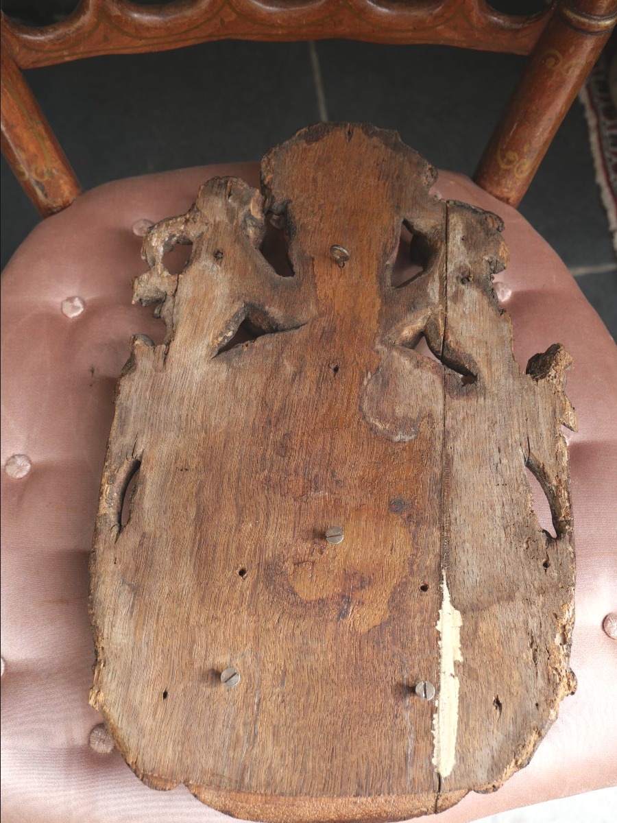 Médaillon en bois vierge à l'enfant  18e-photo-4