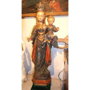 Virgin In Carved Wood Mechelen XVIIth