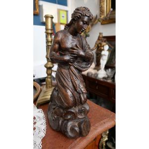 17th Century Carved Wooden Angel