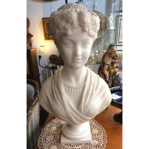 Marble Bust Of A Young Woman Dated 1873