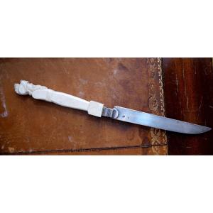 19th Century Carved Ivory Handle Knife 