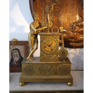 Pendule Restauration bronze argenté 19e