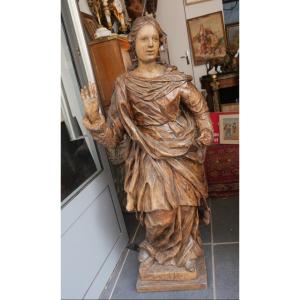 Grande Vierge en bois sculpté 17e