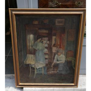 Scène d'intérieur fin du XIXe 