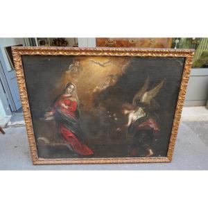 Annunciation Oil On Canvas 17th Century 