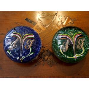 Pair Of Sulphide With Monograms From The Early 20th Century