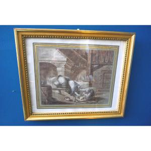 Scène de taverne dessin XVIIe