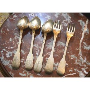 Silver Service With County Coat Of Arms 19th Century