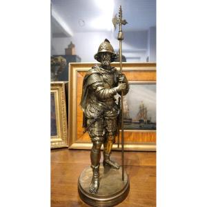 Hallebardier en bronze par Louis Marie Moris