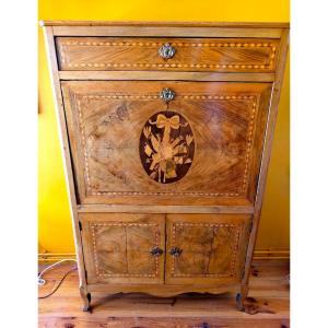 Transitional-style Marquetry Secretary Desk