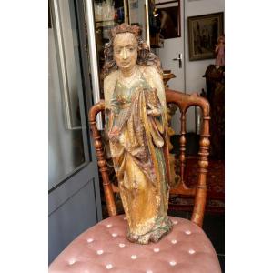 15th-century Carved Wooden Statue Of Saint Catherine