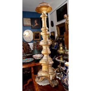 18th-century Gilded Wooden Candleholder
