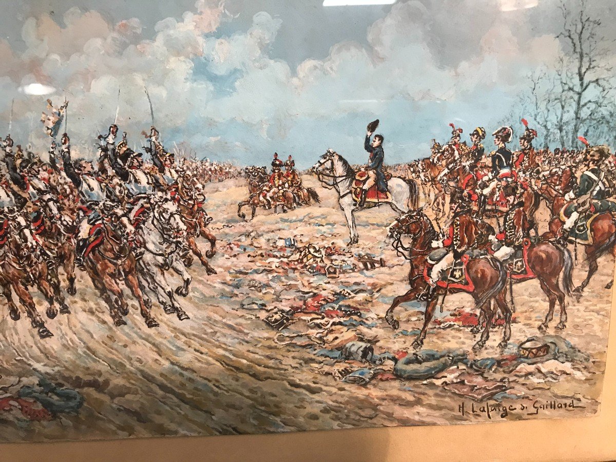 Gouache Napoleon 1st Battlefields XIXth Century-photo-2