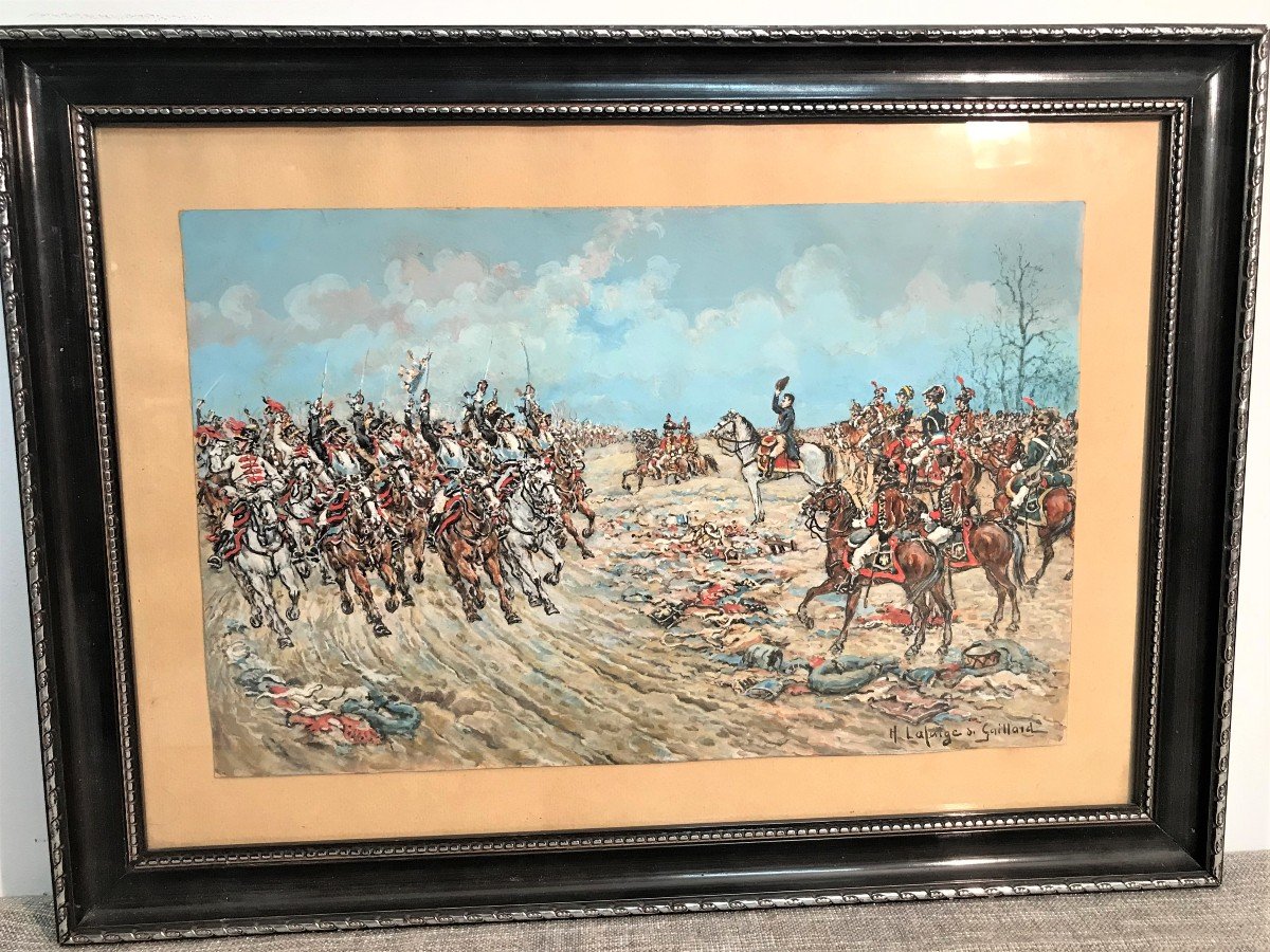 Gouache Napoleon 1st Battlefields XIXth Century