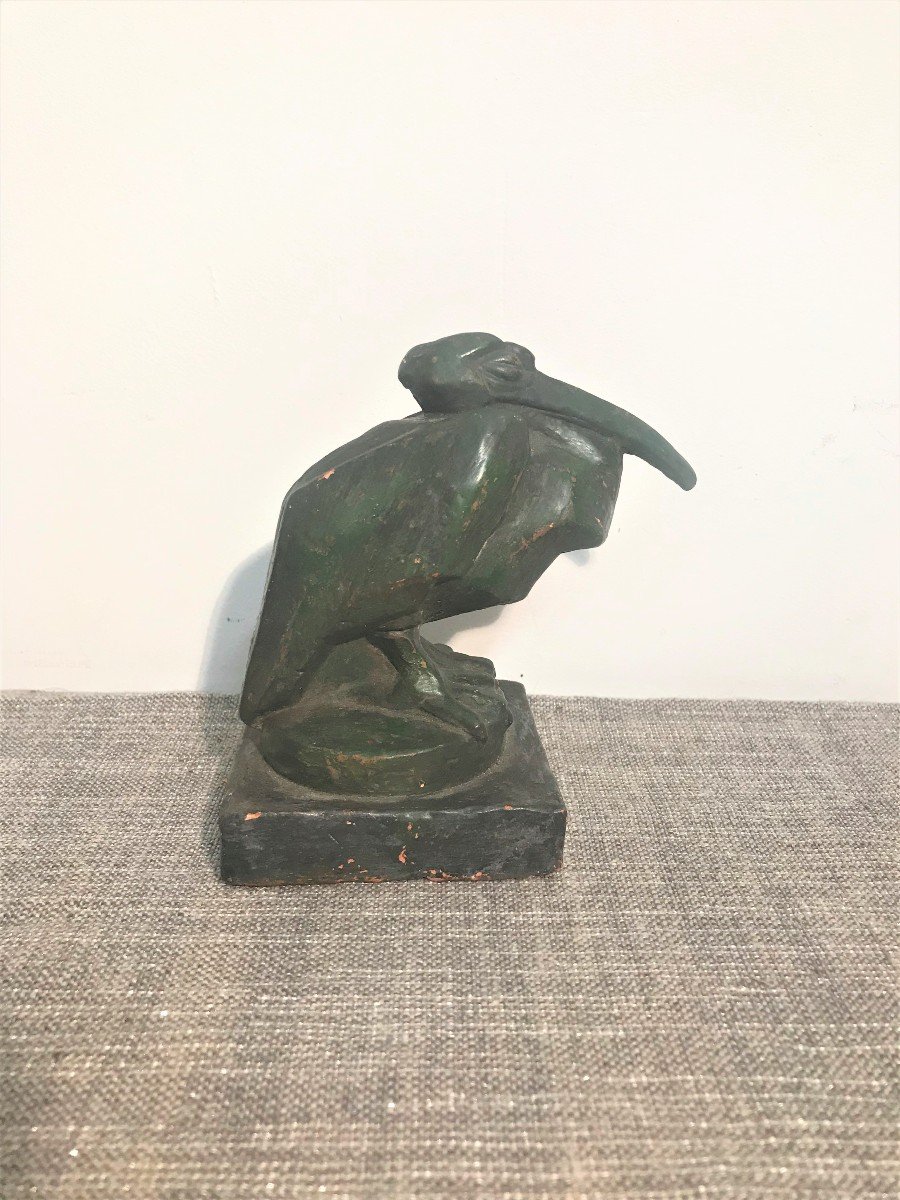 Charles Artus Terracotta Pelican Dated 1925 Art Deco Period-photo-2