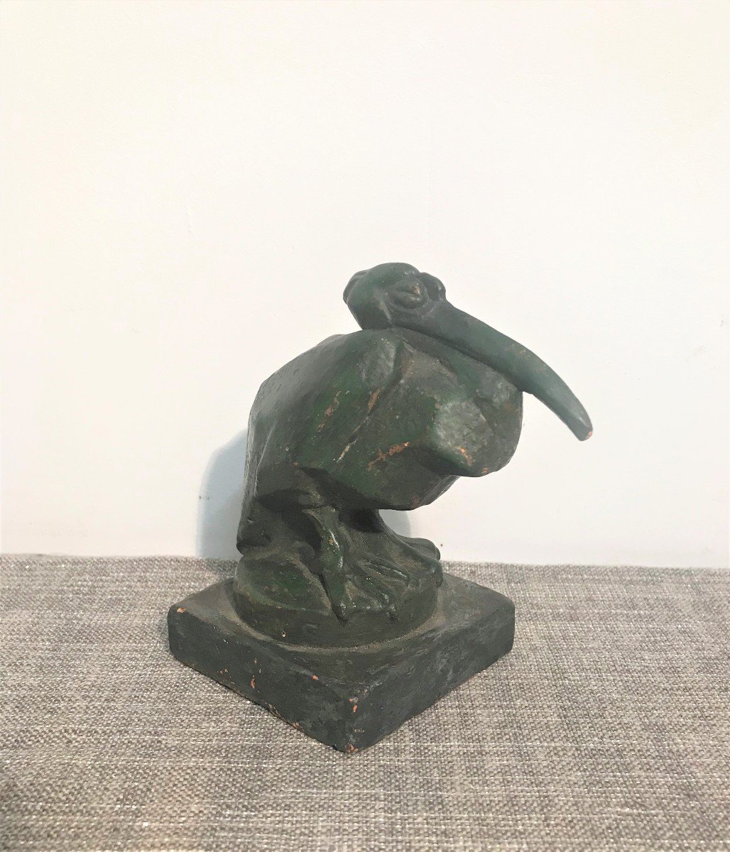 Charles Artus Terracotta Pelican Dated 1925 Art Deco Period-photo-3