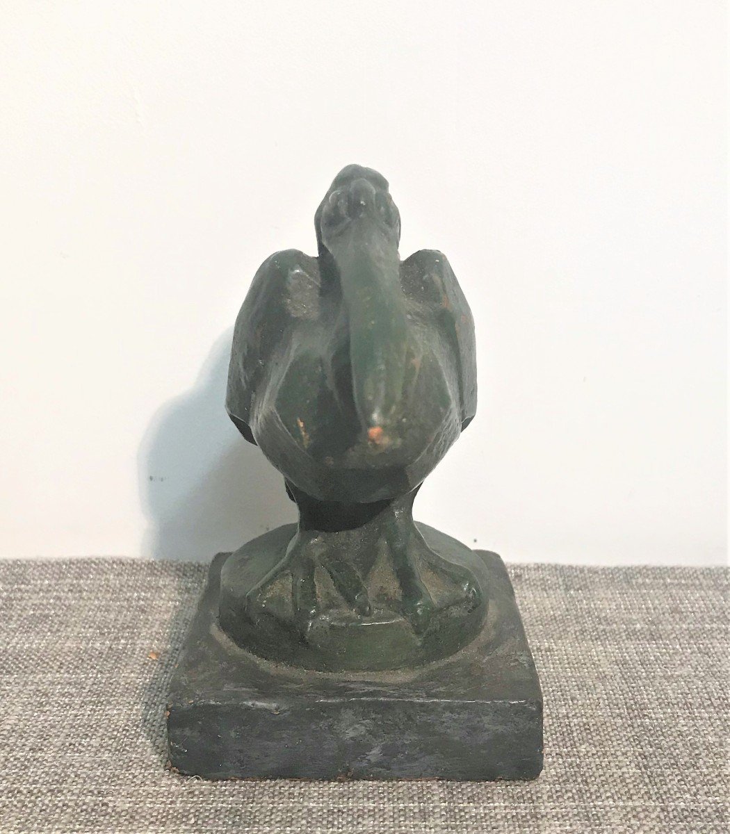 Charles Artus Terracotta Pelican Dated 1925 Art Deco Period-photo-4