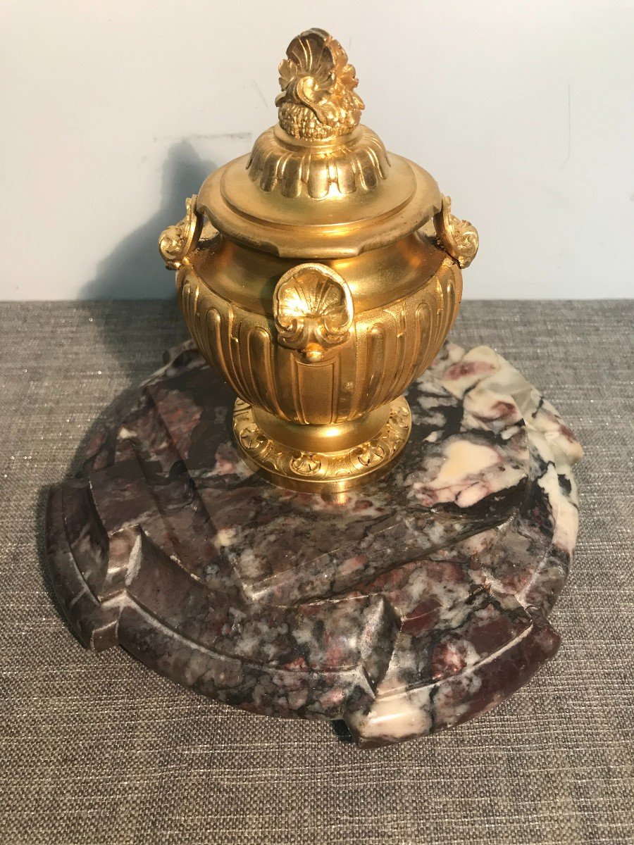 Inkwell Gilt Bronze And Marble Rambaud And Susses Brothers XIXth Century-photo-2