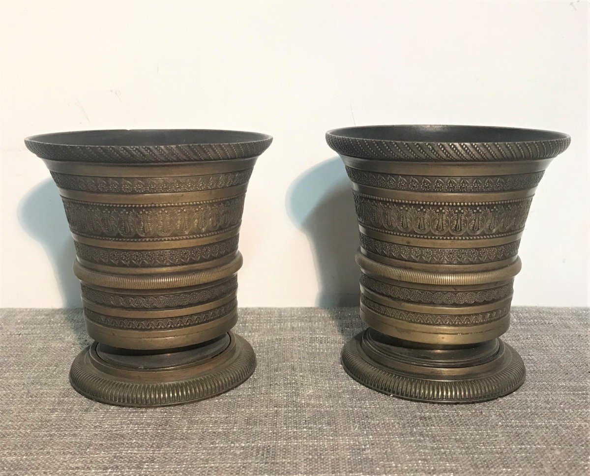 Pair Of Empire Period Bronze Apothecary Mortars