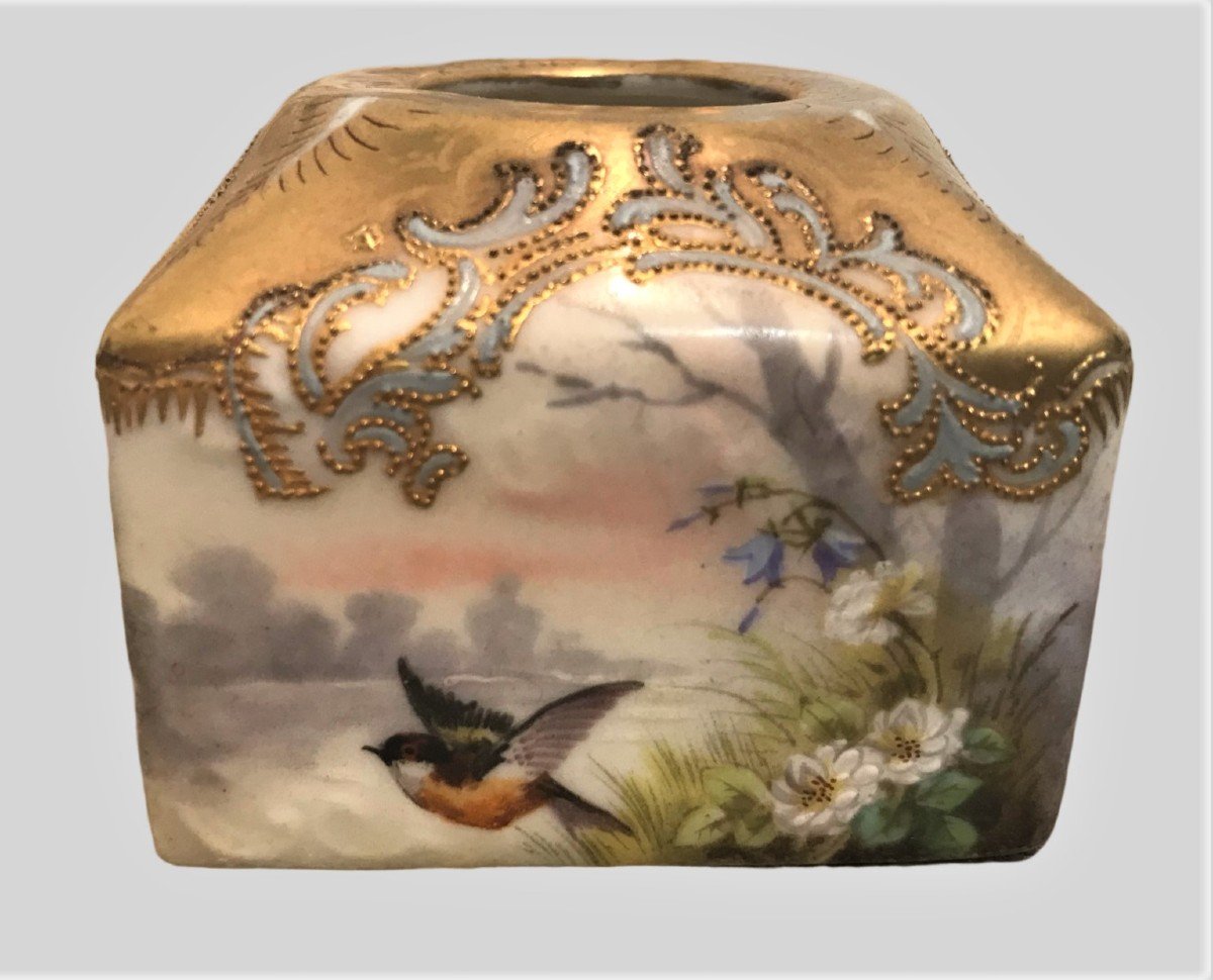 Encrier porcelaine de Limoges manufacture André Golse époque XIXème siècle-photo-5