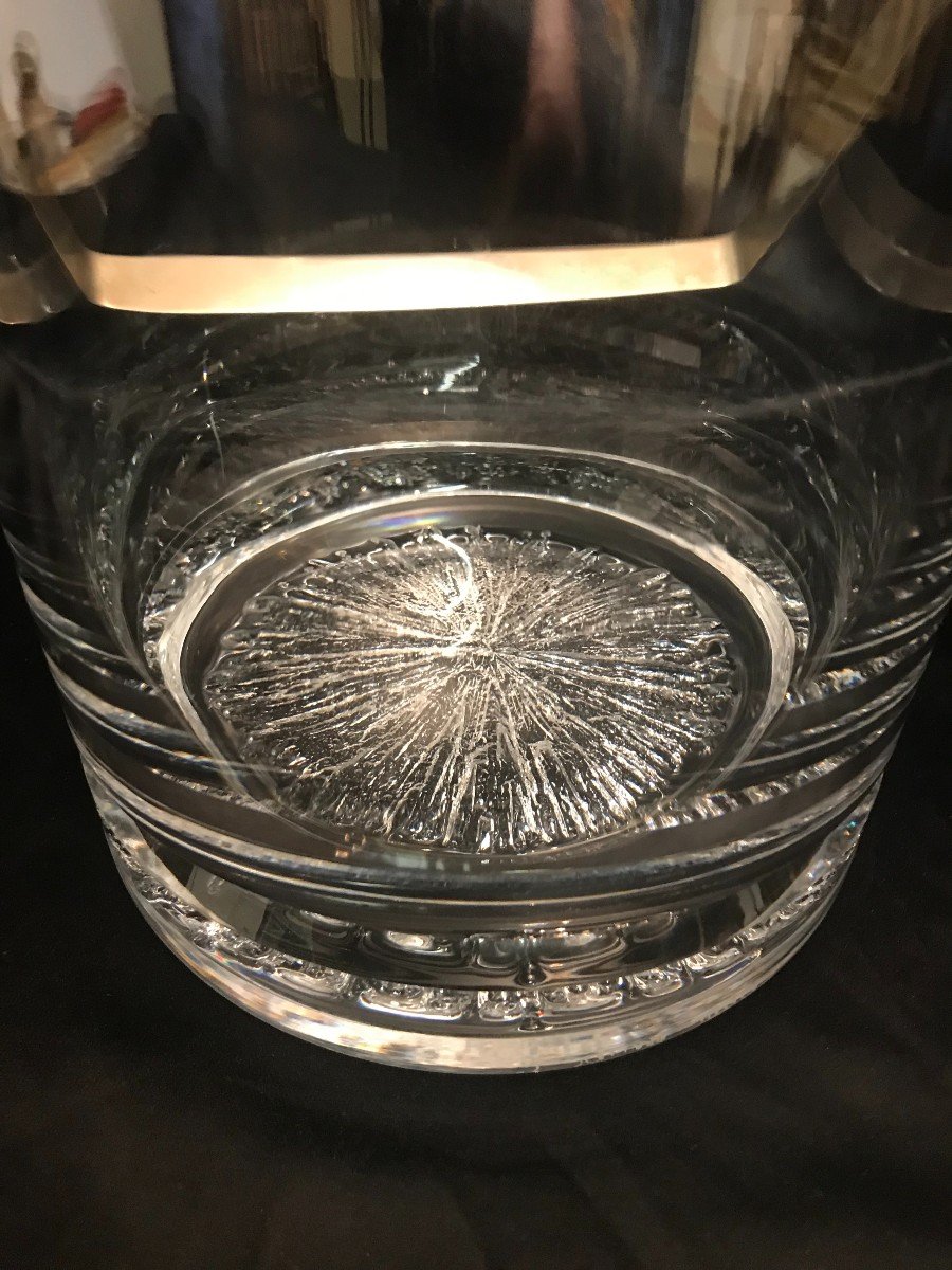 Seau à champagne en cristal Daum France époque XXème siècle-photo-3
