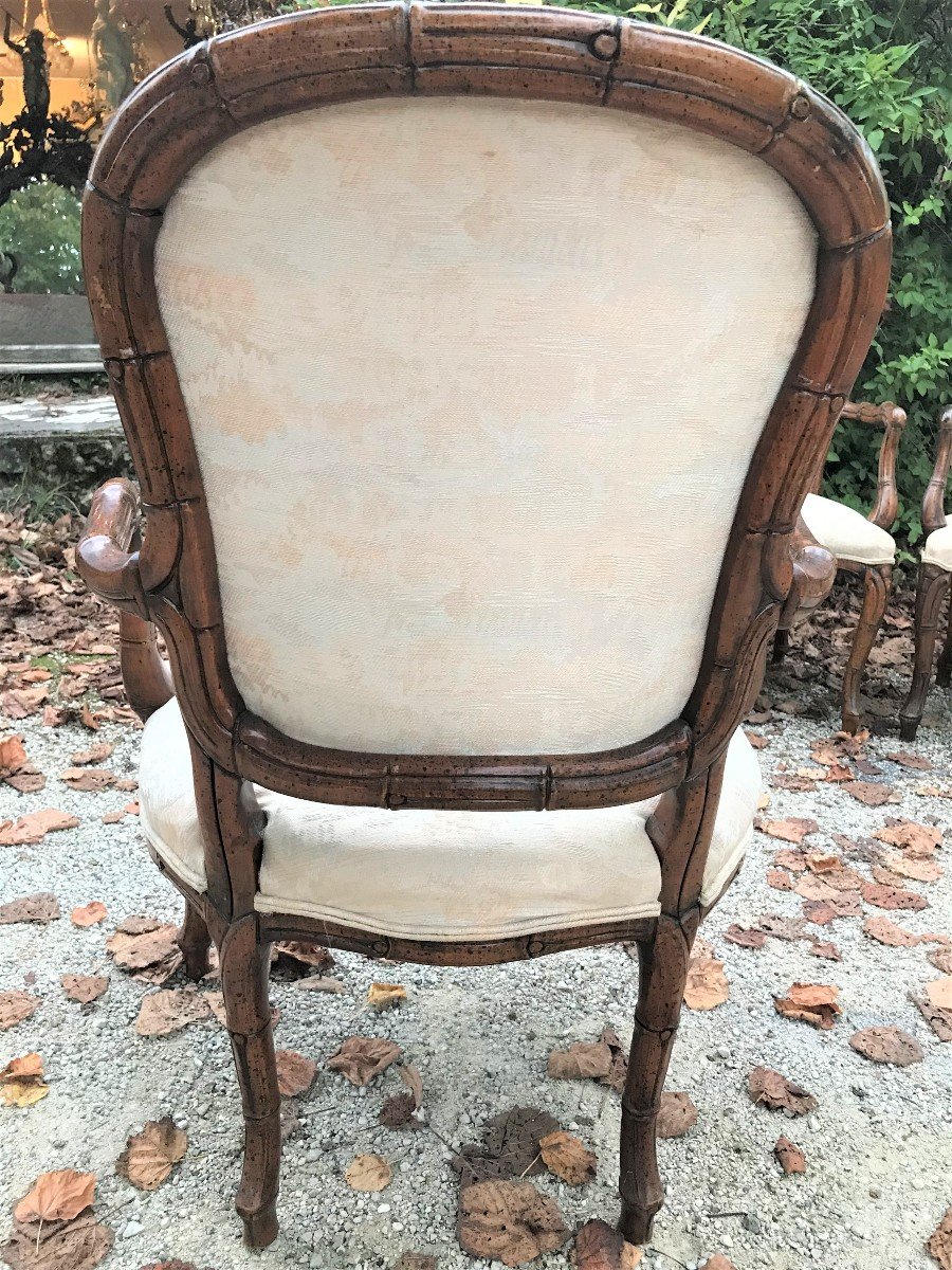 Quatre fauteuils façon bambou époque XXème siècle-photo-8