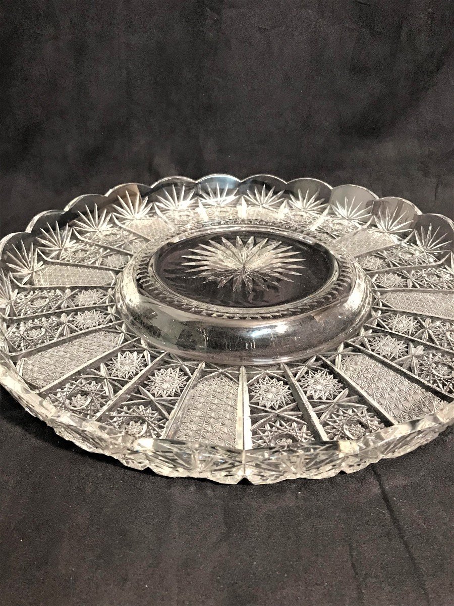 20th Century Cut Crystal Table Center Tray-photo-2