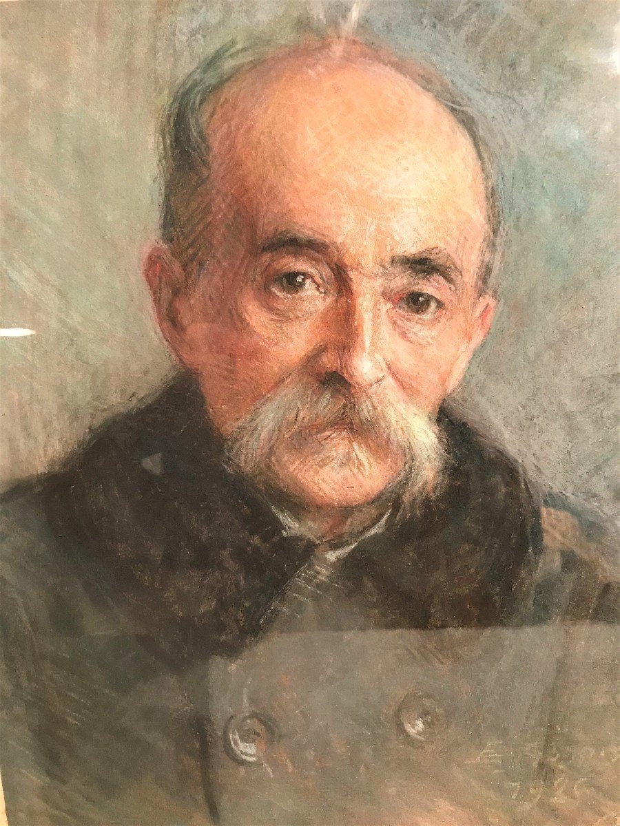 Tableau pastel portrait d'homme daté 1926-photo-3