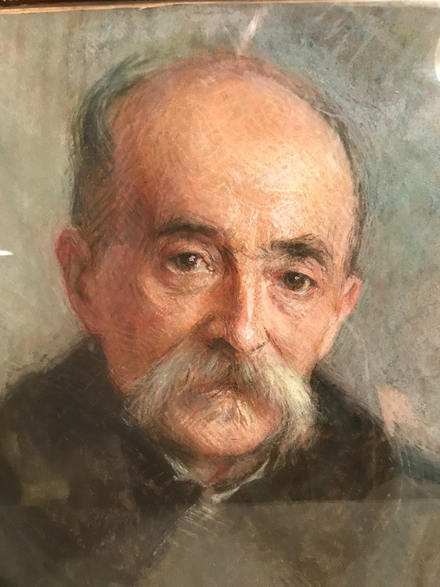 Tableau pastel portrait d'homme daté 1926-photo-4