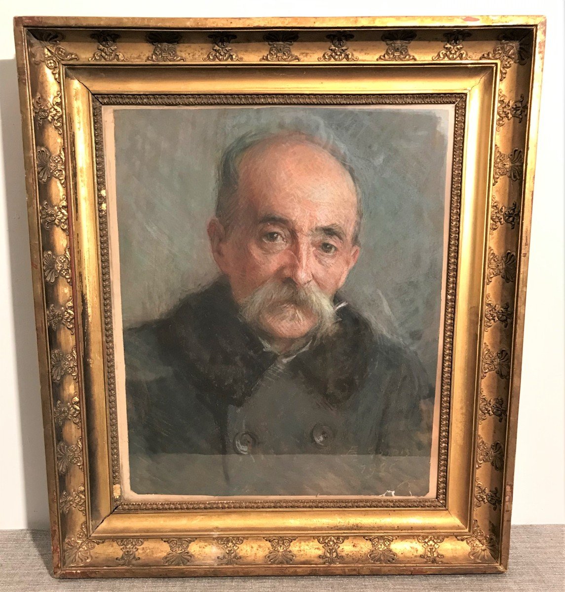 Tableau pastel portrait d'homme daté 1926