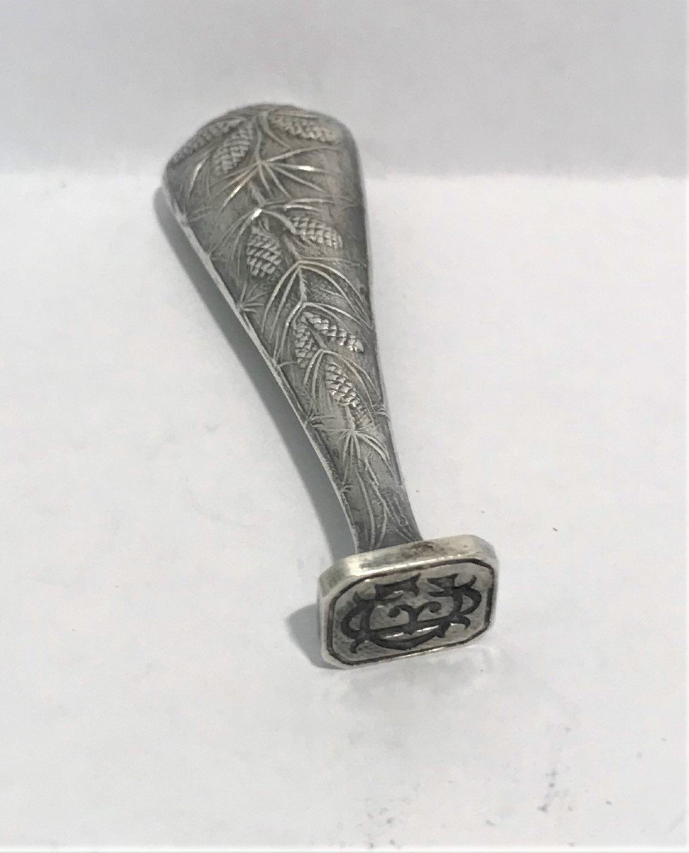 19th Century Silver Metal Pinecone Stamp Seal