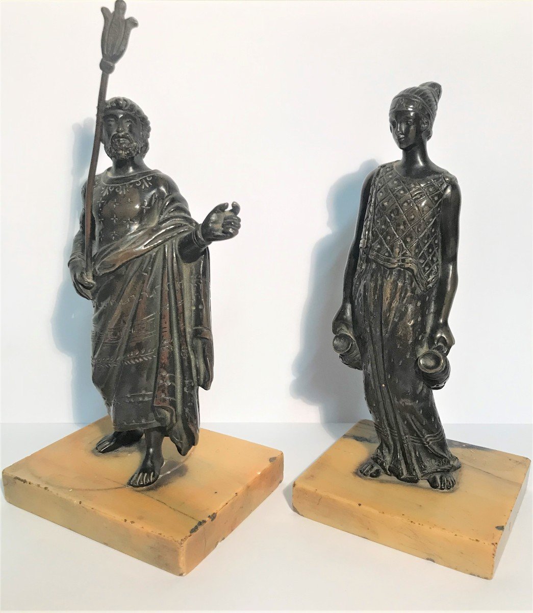 Deux bronzes XIXème siècle personnages de la Grèce Antique-photo-2