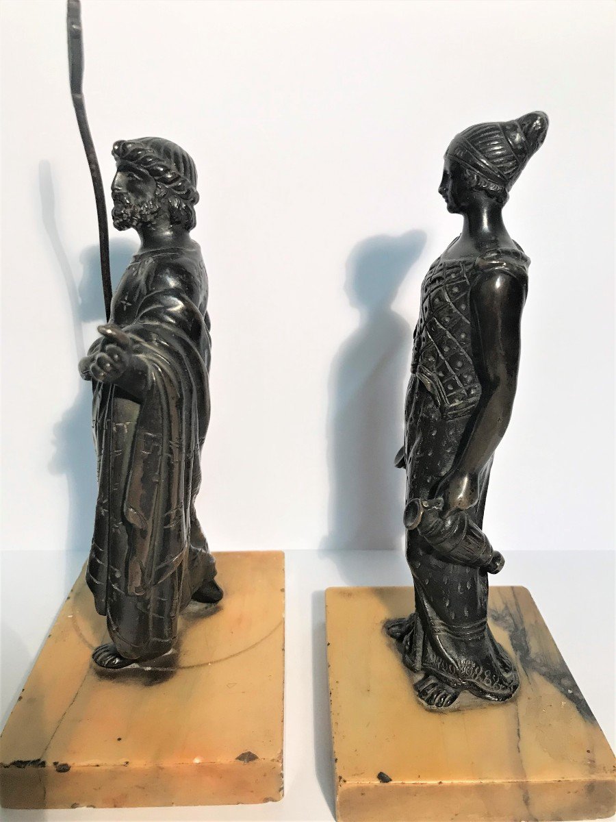 Deux bronzes XIXème siècle personnages de la Grèce Antique-photo-1