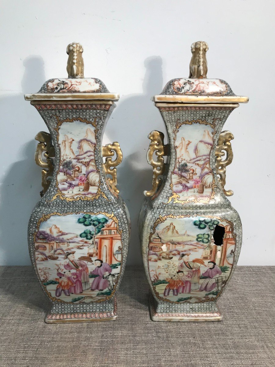 Paire de vases de Chine en porcelaine XVIIIème siècle-photo-3