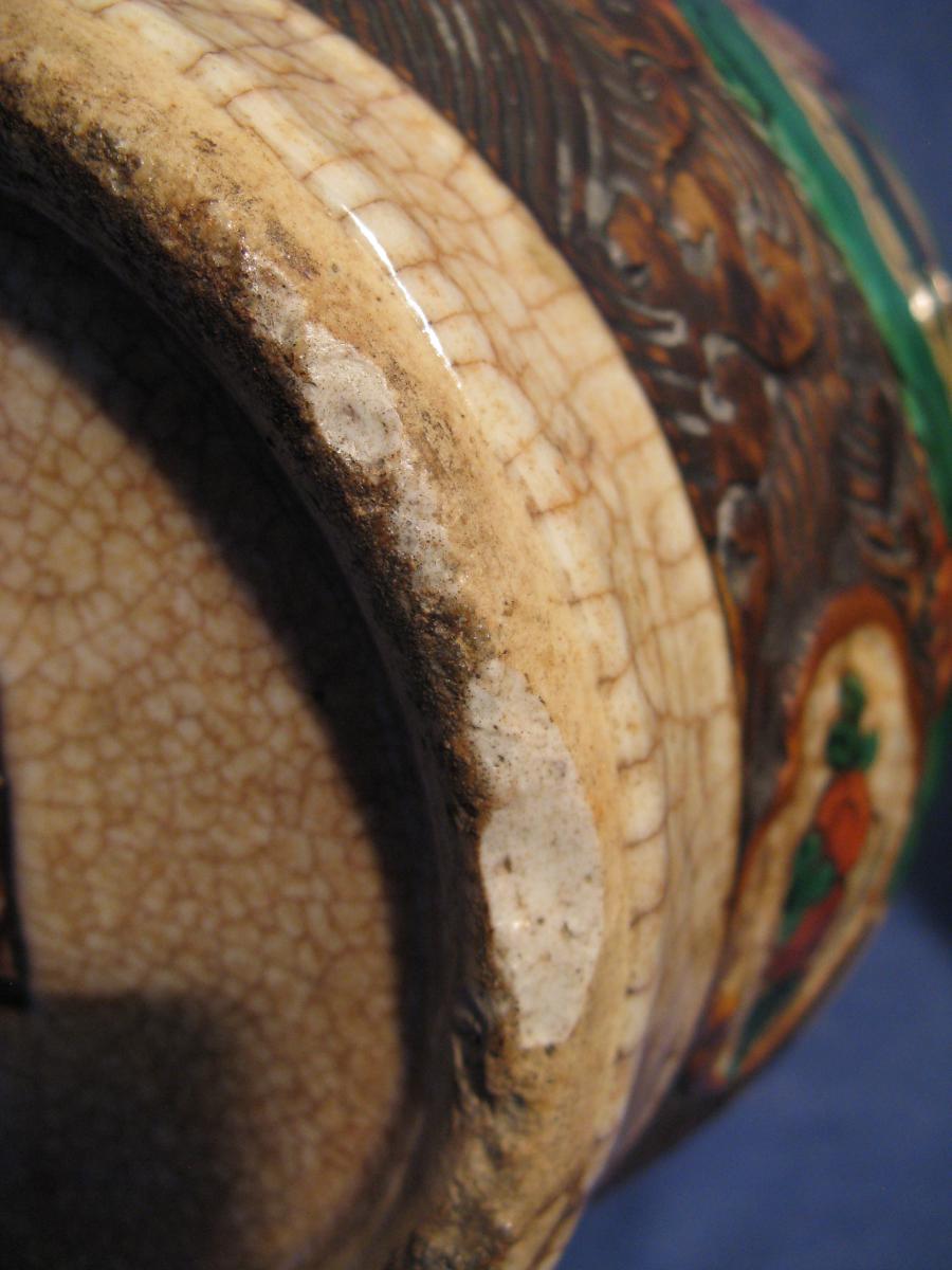 Paire De Vases Nankin Porcelaine Et Bronze Fin XIX Eme Signe En Dessous -photo-5