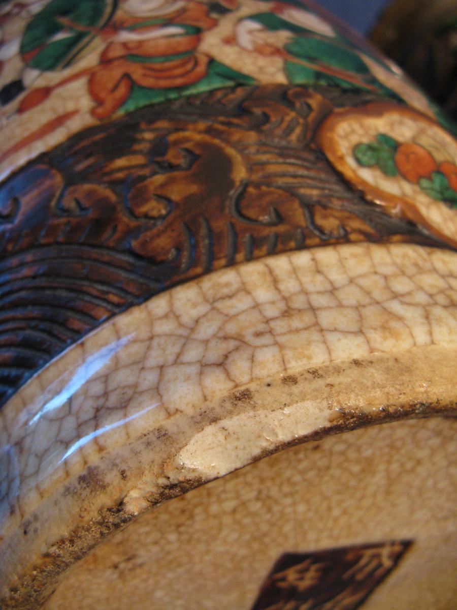 Paire De Vases Nankin Porcelaine Et Bronze Fin XIX Eme Signe En Dessous -photo-6