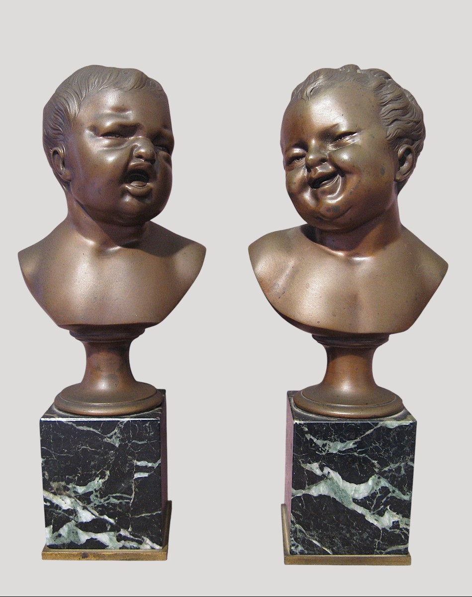 Bronzes Jean qui rit et Jean qui pleure époque XIX ème siècle