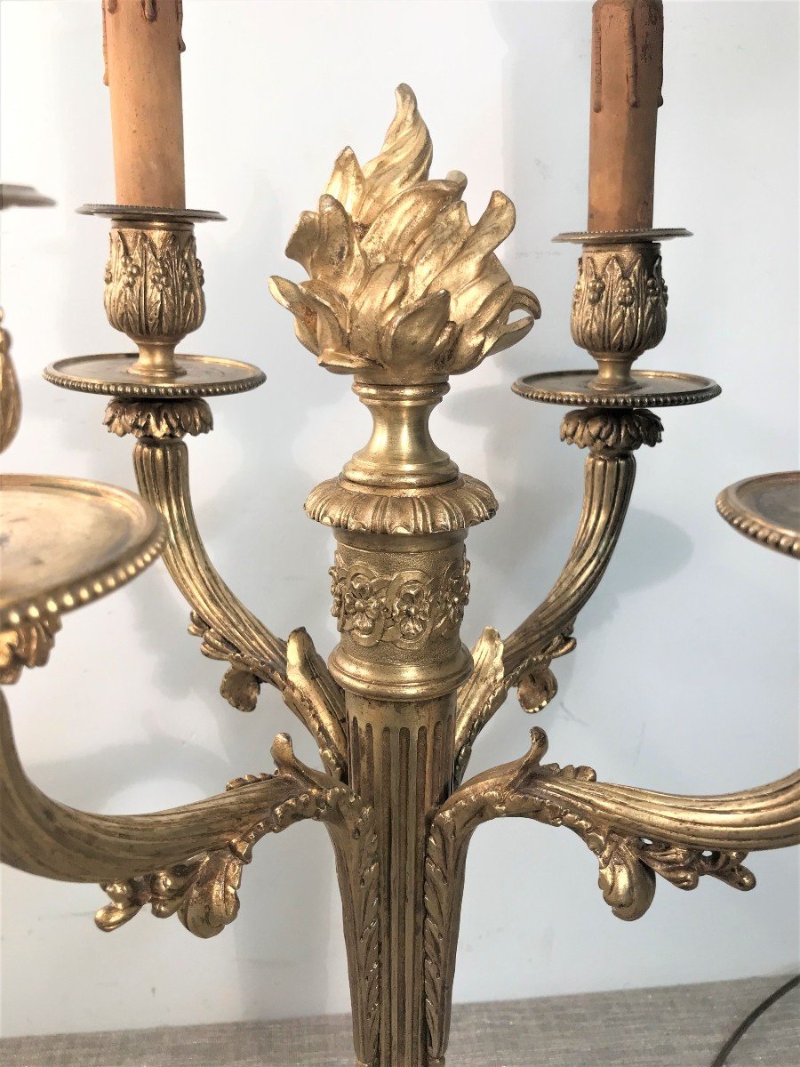 Large Pair Of Louis XVI Style Bronze Candelabra-photo-2
