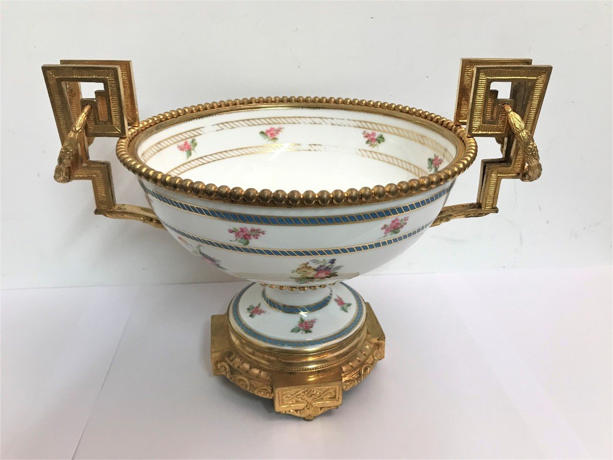 Coupe en porcelaine de Sèvres monture bronze époque Louis Philippe-photo-2