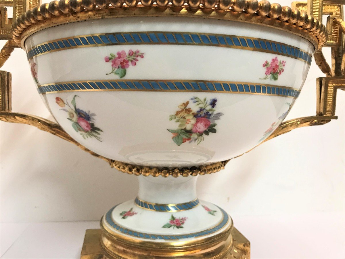 Coupe en porcelaine de Sèvres monture bronze époque Louis Philippe-photo-4