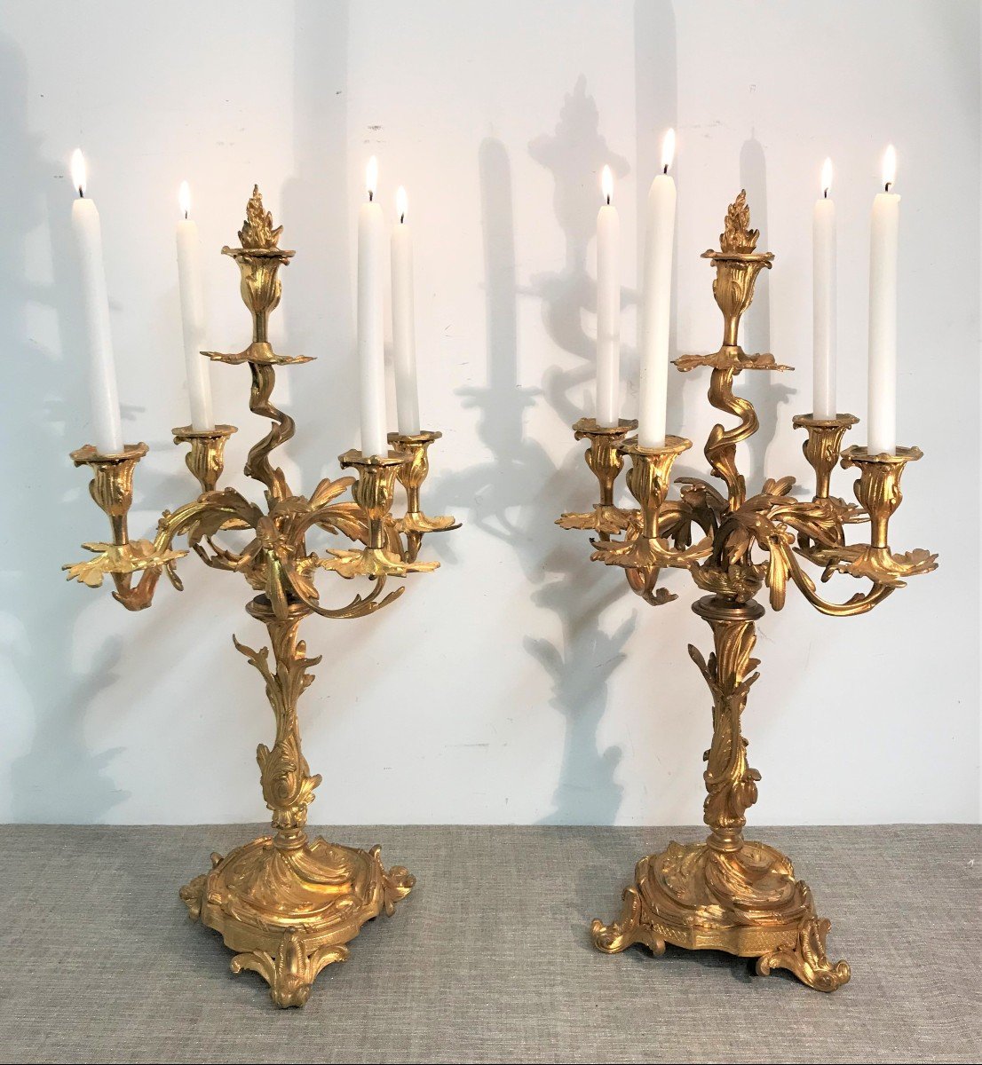 Large Pair Of 19th Century Gilt Bronze Candelabra