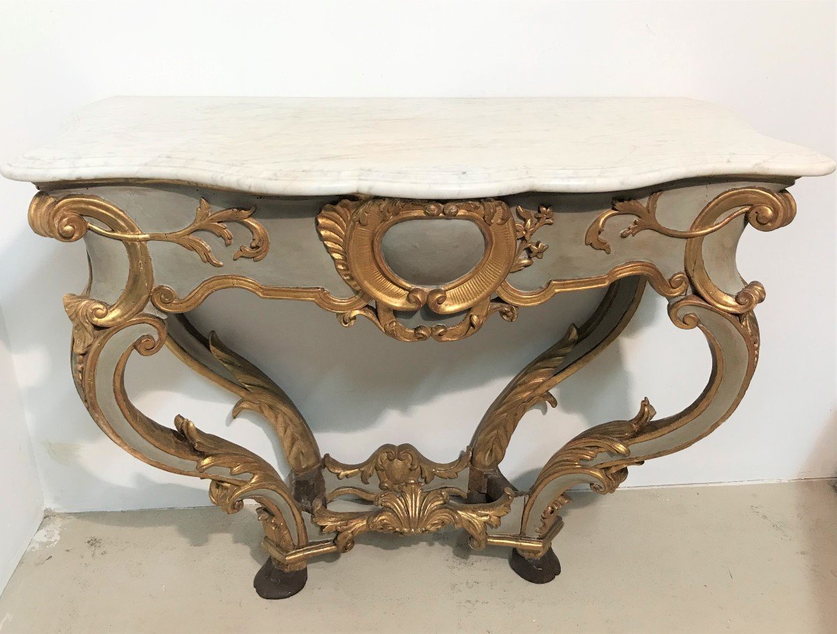 Louis XV Console In Carved Wood, Early 18th Century-photo-2