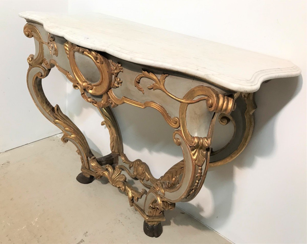 Louis XV Console In Carved Wood, Early 18th Century-photo-3